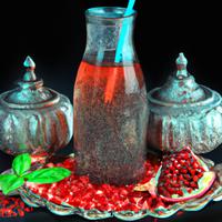 Basil seed drink with pomegranate flavour