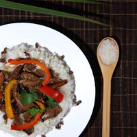 Beef stir fry with rice
