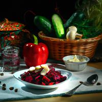Beet and cucumber salad with sunflower seeds
