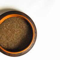 Brown pan with chia seeds