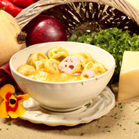 Cheese stuffed tortellini soup