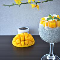 Chia pudding with mango and coconut