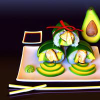 Chicken and avacado sushi