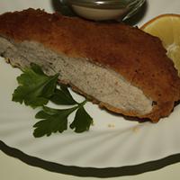 Chicken coated with bread crumbs