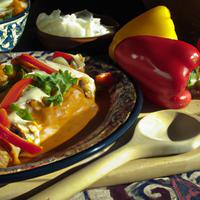 Chicken enchiladas with bell peppes