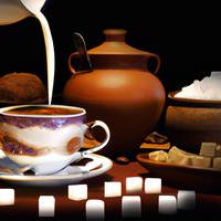 Coffee with a bit of milk and sugar cube