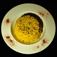 Cooked brown rice with turmeric and salt