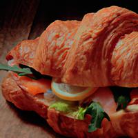 Croissant sandwich with salmon