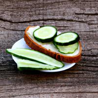 Cucumber slices on bread