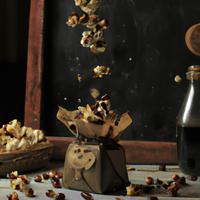 Dark chocolate drizzled popcorn
