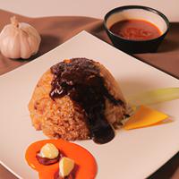 Egg fried rice with jajang sauce