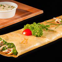 Fish and crab crepas