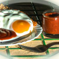 Fried egg with tomato sauce