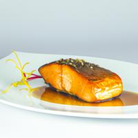 Fried salmon with maple dijon glaze