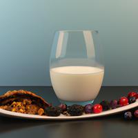 Granola with milk and berries