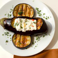 Grilled eggplant with cream cheese