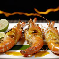 Grilled tiger prawns
