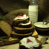 Homemade bread sandwich with labneham