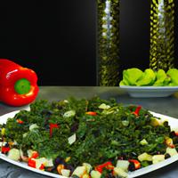 Kale salad with olives and red peppers