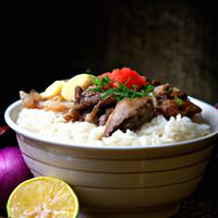 Lamb and chicken rice bowl
