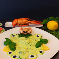Lobster pesto cream sauce