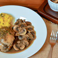 Mushroom topped chicken thighs