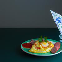 Omelet with sausage and cheese