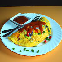 Omelette with vegetables and sauce