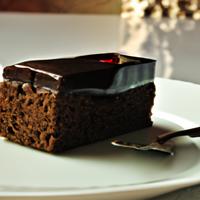 One small slice of chocolate cake