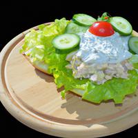 Open faced chicken salad sandwich