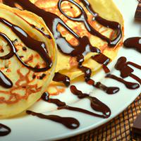 Pancakes with chocolate drizzle