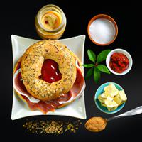 Parma ham ketchup butter bagel