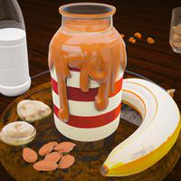 Peanut butter banana almond milk mapke syrup