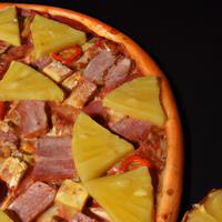 Pineapple pepperoni bacon pizza