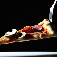 Pizza slice with mushrooms and ham