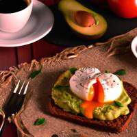 Poached eggs on toast with avocado