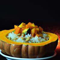 Pumpkin stew with multigrain rice