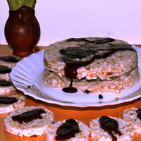 Rice cake with chocolate spread and seeds
