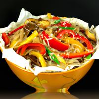 Rice noodles with vegetables