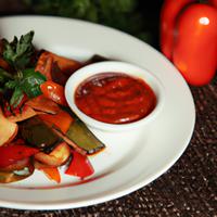 Roasted vegetables with ketchup