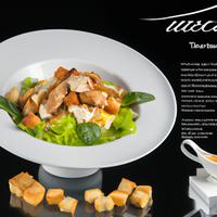 Salad with grilled chicken and croutons