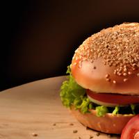 Sandwich with sesame seed bun