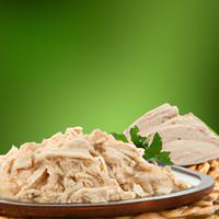 Shredded white turkey meat