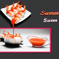 Shrimp sushi with sauce