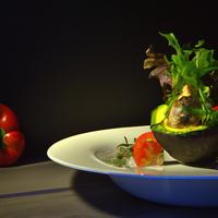 Side salad with half an avocado