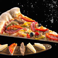 Slice of pizza with mixed toppings