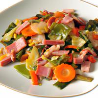 Stir-fried vegetables with ham