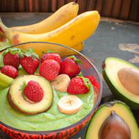 Strawberries banana avocado smoothie