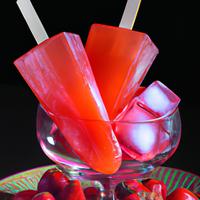 Strawberry ice lolly with alcohol
