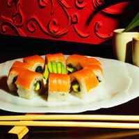 Sushi california salmon shrimp avocado roll